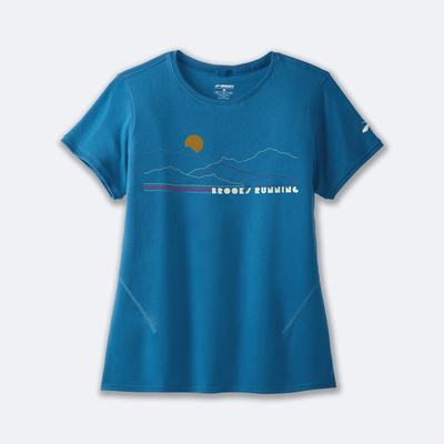 Camiseta Brooks Distance Short Sleeve 2.0 Mujer Azules | CR78256