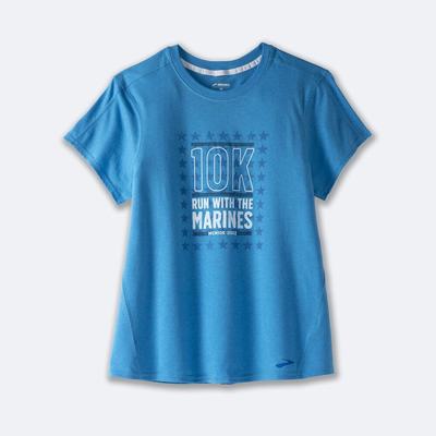 Camiseta Brooks MCM22 Distance Estampadas Short Sleeve Mujer Azules | CR02971