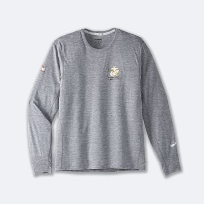 Camiseta Brooks MCM22 Distance Estampadas Long Sleeve Hombre Gris | CR20359