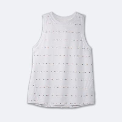 Camiseta Tirantes Brooks Distance Estampadas Mujer Blancas | CR16504