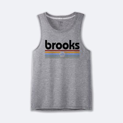 Camiseta Tirantes Brooks Distance Tank 2.0 Hombre Gris/Rayadas | CR71695