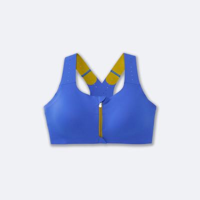 Sujetadores Deportivos Brooks Dare Zip Run Bra 2.0 Mujer Azules/Doradas | CR05148